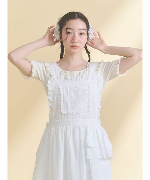 merry jenny（メリージェニー）の「レースアップリケエプロンワンピース（ワンピース・レディース・ブルー/オフホワイト・FREE）」の11枚目の写真