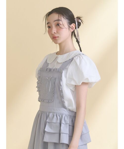 merry jenny（メリージェニー）の「レースアップリケエプロンワンピース（ワンピース・レディース・ブルー/オフホワイト・FREE）」の15枚目の写真