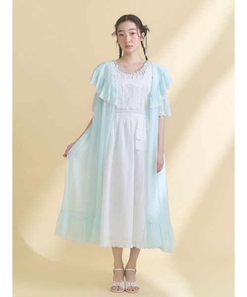 merry jenny（メリージェニー）の「レースアップリケエプロンワンピース（ワンピース・レディース・ブルー/オフホワイト・FREE）」の17枚目の写真