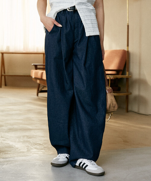 PUBLUX（パブリュクス）の「PUBLUX/パブリュクス LOVE POP STUDIO　タックカーブパンツ　限定展開（その他パンツ・メンズ・ブラック/ベージュ/インディゴブルー・LARGE/MEDIUM/SMALL）」の19枚目の写真