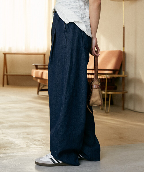 PUBLUX（パブリュクス）の「PUBLUX/パブリュクス LOVE POP STUDIO　タックカーブパンツ　限定展開（その他パンツ・メンズ・ブラック/ベージュ/インディゴブルー・LARGE/MEDIUM/SMALL）」の21枚目の写真