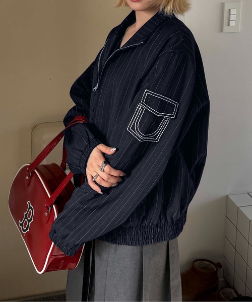 sedacle（セダクル）の「ストライプトラックジャケット（その他アウター・メンズ・ネイビー/グレー・MEDIUM/LARGE）」の2枚目の写真