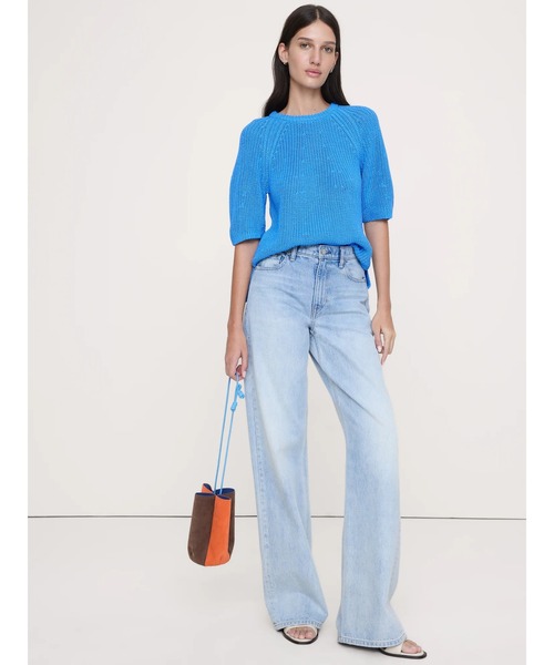 Banana Republic（バナナリパブリック）の「コットン パフスリーブ セーター（ニット/セーター・レディース・アイボリー/ナチュラル/ブルー・L/S/M/XS）」の4枚目の写真