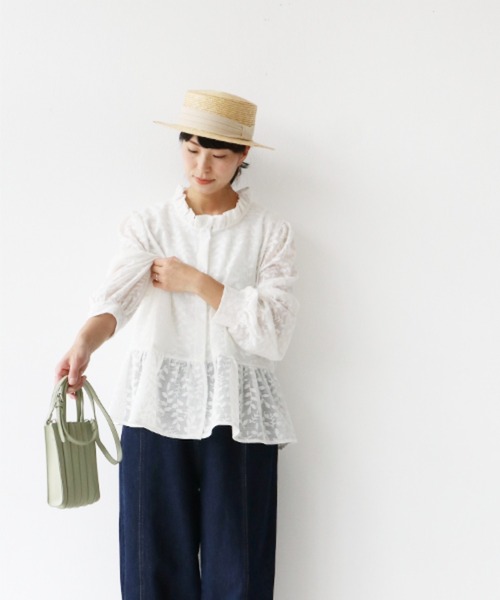 sanpo kuschel(サンポクシェル)の「涼しく、軽い。リーフレーストップス(シャツ/ブラウス・レディース・ホワイト・FREE)」の3枚目の写真