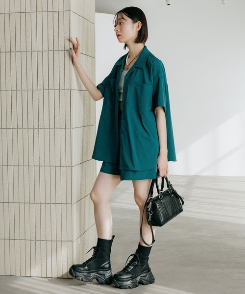 PAGEBOY(ページボーイ)の「クールイージーダブルウエストショートパンツ【セットアップ対応】(その他パンツ・レディース・グリーン/ブラック・FREE)」の11枚目の写真