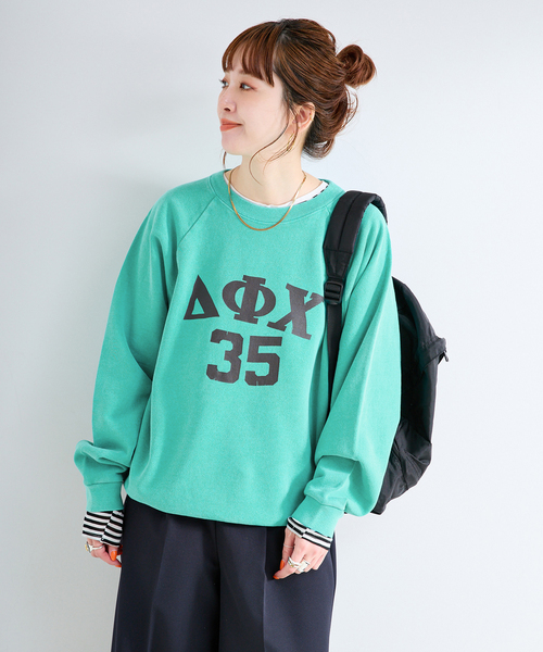 B.C STOCK（ベーセーストック）の「athletic wear MASON / アスレティックウェア メイソン 別注 ロゴスウェット（スウェット・レディース・グリーン/ブラウン/ホワイト/サックスブルー/オレンジ・FREE）」の6枚目の写真