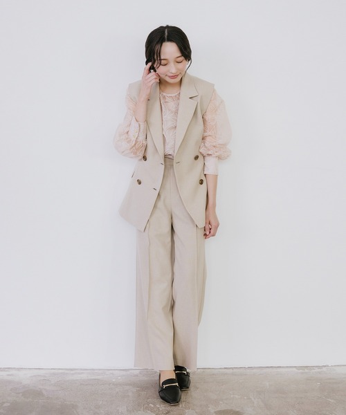 Sirin（シリン）の「≪セットアップ可≫ リネンライクワイドイージーパンツ【2サイズ展開】（その他パンツ・レディース・ベージュ/ネイビー・SMALL/X-SMALL）」の4枚目の写真