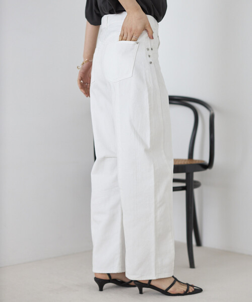 Firsthand（ファーストハンド）の「Firsthand/ファーストハンド ハートスタッズ カーヴィーデニム / ワイドシルエット（デニムパンツ・レディース・ブルー/ホワイト・X-SMALL/SMALL/MEDIUM）」の22枚目の写真