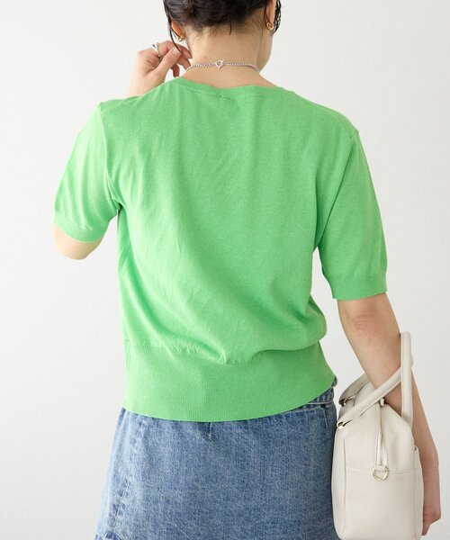 RIVE DROITE(リヴドロワ)の「予約【A・MONN(アモン)】HALF SLEEVE KNIT(ニット/セーター・レディース・グレー/チャコールグレー/グリーン・FREE)」の5枚目の写真