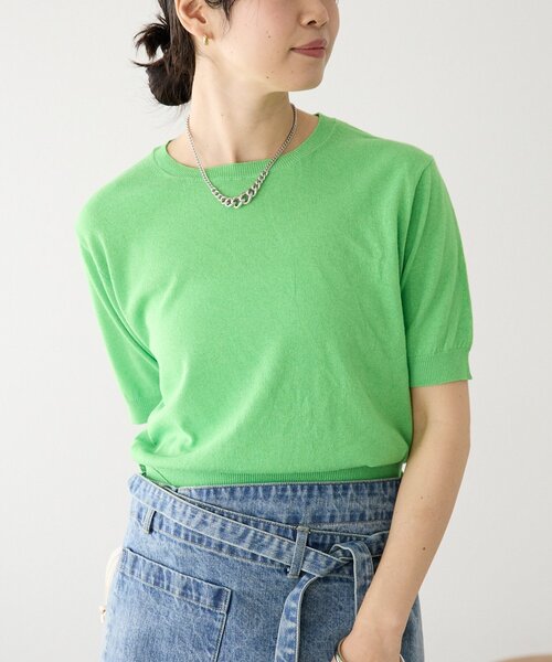 RIVE DROITE(リヴドロワ)の「予約【A・MONN(アモン)】HALF SLEEVE KNIT(ニット/セーター・レディース・グレー/チャコールグレー/グリーン・FREE)」の6枚目の写真