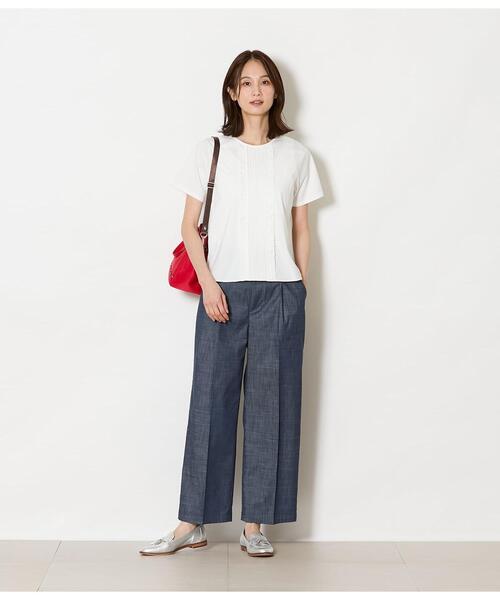 NEWYORKER（ニューヨーカー）の「【吸水速乾】プレーディング天竺 ピンタック半袖プルオーバー（Tシャツ/カットソー・レディース・ブラック/ホワイト・M/L）」の7枚目の写真