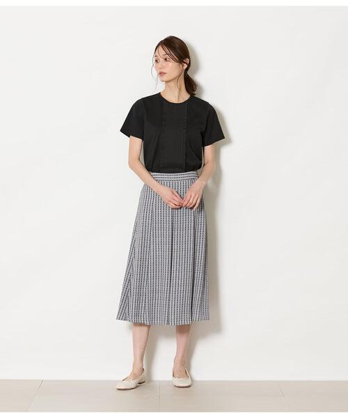 NEWYORKER（ニューヨーカー）の「【吸水速乾】プレーディング天竺 ピンタック半袖プルオーバー（Tシャツ/カットソー・レディース・ブラック/ホワイト・M/L）」の11枚目の写真
