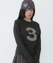 3ロゴスリムフィットロングスリーブ[チャコール]