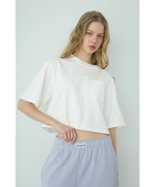 ALEXIA STAM（アリシアスタン）の「Logo Patch Cropped Tee/ロゴパッチ ポケットT（Tシャツ/カットソー・レディース・ブルー/ホワイト/グレー/イエロー・S/M）」の3枚目の写真