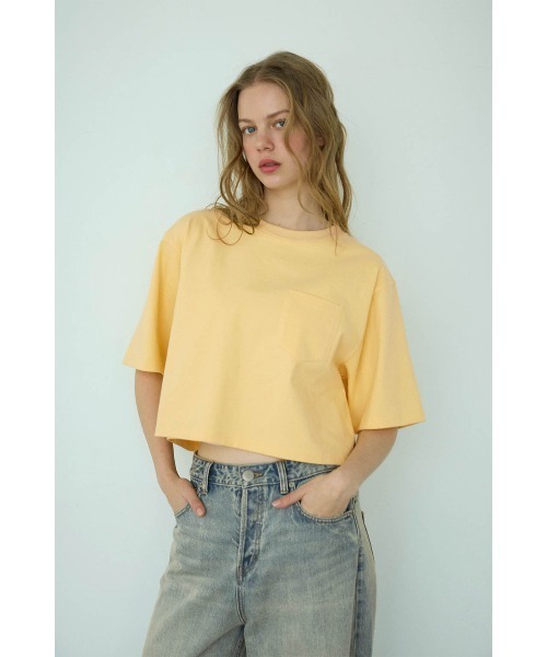 ALEXIA STAM（アリシアスタン）の「Logo Patch Cropped Tee/ロゴパッチ ポケットT（Tシャツ/カットソー・レディース・ブルー/ホワイト/グレー/イエロー・S/M）」の2枚目の写真