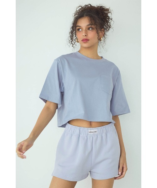 ALEXIA STAM（アリシアスタン）の「Logo Patch Cropped Tee/ロゴパッチ ポケットT（Tシャツ/カットソー・レディース・ブルー/ホワイト/グレー/イエロー・S/M）」の4枚目の写真