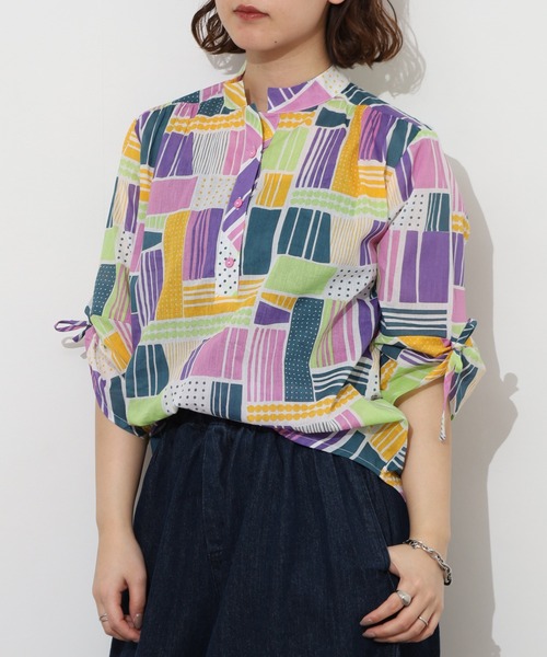 KILKI（キルキー）の「kilki　ドローイングミックスプリントブラウス 半端袖（シャツ/ブラウス・レディース・ピンク系その他/グリーン系その他・ONESIZE）」の9枚目の写真