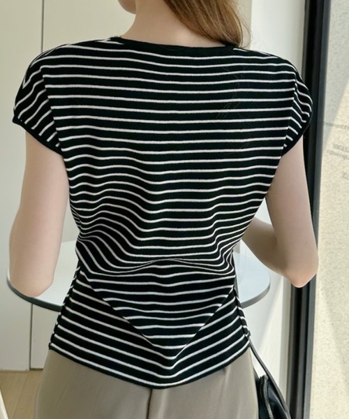 Ada.(エイダ)の「アソート展開 無地 ボーダー フレンチスリーブカットソー(Tシャツ/カットソー・レディース・ブラック×ホワイト/アイボリー/ブラック/ホワイト×ブラック・FREE)」の18枚目の写真