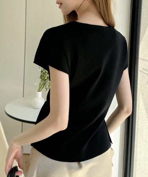 Ada.(エイダ)の「アソート展開 無地 ボーダー フレンチスリーブカットソー(Tシャツ/カットソー・レディース・ブラック×ホワイト/アイボリー/ブラック/ホワイト×ブラック・FREE)」の12枚目の写真