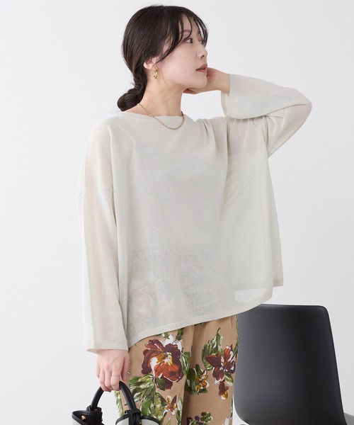 MICA&DEAL（マイカ＆ディール）の「ハイゲージボートネックルーズニットプルオーバー（ニット/セーター・レディース・グレイッシュベージュ/ブラック/キャメル・FREE）」の3枚目の写真