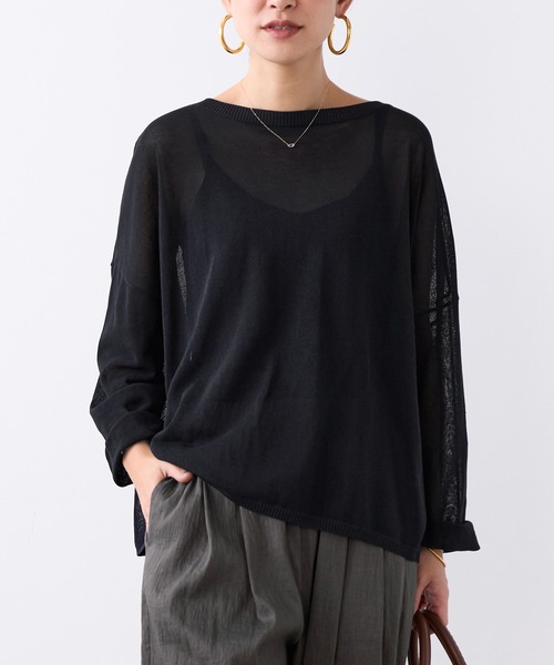 MICA&DEAL（マイカ＆ディール）の「ハイゲージボートネックルーズニットプルオーバー（ニット/セーター・レディース・グレイッシュベージュ/ブラック/キャメル・FREE）」の22枚目の写真