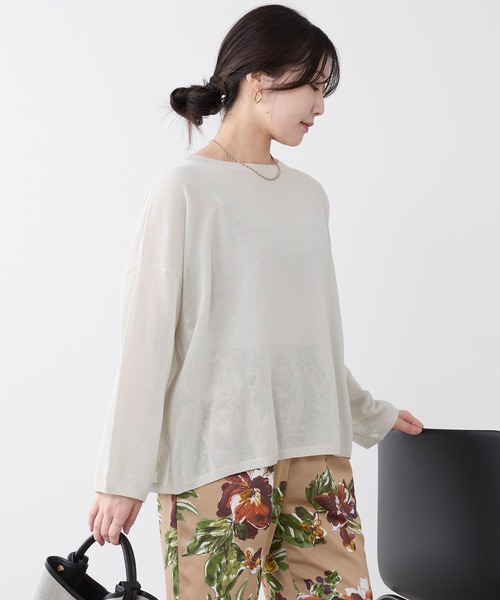 MICA&DEAL（マイカ＆ディール）の「ハイゲージボートネックルーズニットプルオーバー（ニット/セーター・レディース・グレイッシュベージュ/ブラック/キャメル・FREE）」の4枚目の写真