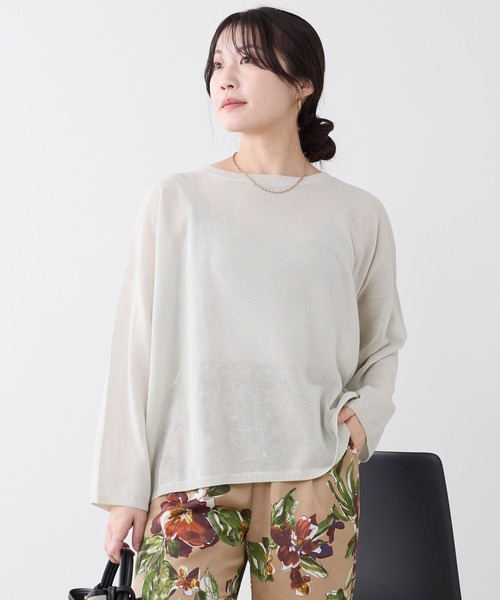 MICA&DEAL（マイカ＆ディール）の「ハイゲージボートネックルーズニットプルオーバー（ニット/セーター・レディース・グレイッシュベージュ/ブラック/キャメル・FREE）」の5枚目の写真