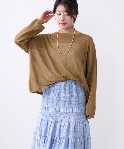 MICA&DEAL（マイカ＆ディール）の「ハイゲージボートネックルーズニットプルオーバー（ニット/セーター・レディース・グレイッシュベージュ/ブラック/キャメル・FREE）」の15枚目の写真