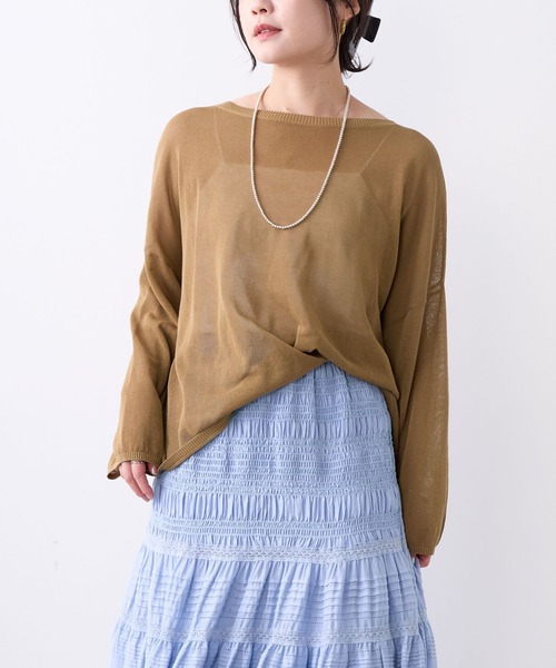 MICA&DEAL（マイカ＆ディール）の「ハイゲージボートネックルーズニットプルオーバー（ニット/セーター・レディース・グレイッシュベージュ/ブラック/キャメル・FREE）」の16枚目の写真