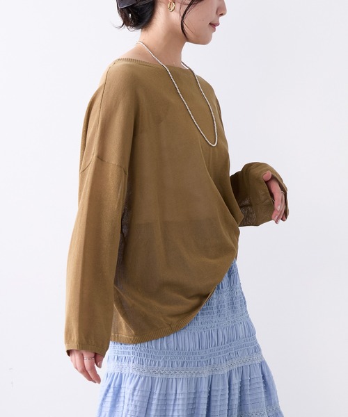 MICA&DEAL（マイカ＆ディール）の「ハイゲージボートネックルーズニットプルオーバー（ニット/セーター・レディース・グレイッシュベージュ/ブラック/キャメル・FREE）」の17枚目の写真