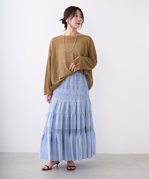 MICA&DEAL（マイカ＆ディール）の「ハイゲージボートネックルーズニットプルオーバー（ニット/セーター・レディース・グレイッシュベージュ/ブラック/キャメル・FREE）」の20枚目の写真