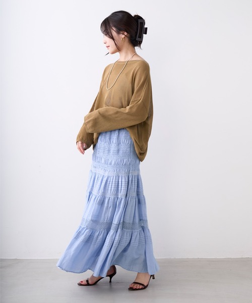 MICA&DEAL（マイカ＆ディール）の「ハイゲージボートネックルーズニットプルオーバー（ニット/セーター・レディース・グレイッシュベージュ/ブラック/キャメル・FREE）」の21枚目の写真