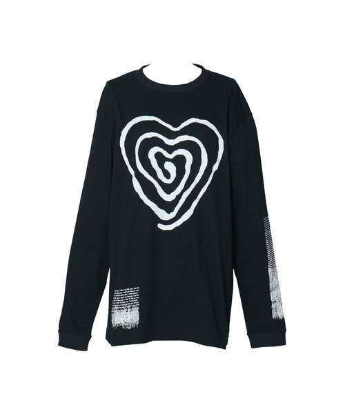 AVENCHUMU(アバンチュウム)の「Swirl heart illusutration long sleeve T-shirt(Tシャツ/カットソー・レディース・グレー/ブラック×ピンク/ブラック×ホワイト・FREE)」の2枚目の写真