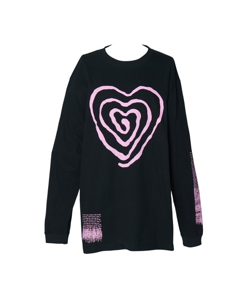 AVENCHUMU(アバンチュウム)の「Swirl heart illusutration long sleeve T-shirt(Tシャツ/カットソー・レディース・グレー/ブラック×ピンク/ブラック×ホワイト・FREE)」の3枚目の写真