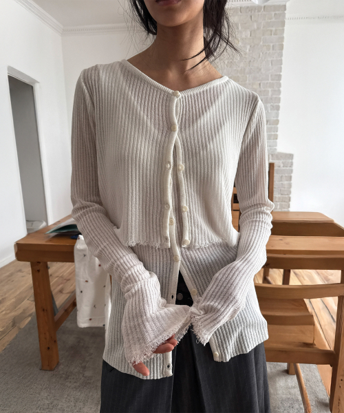 DIAGONAL(ダイアゴナル)の「TWIN LAYER KNIT TOP (ivory)(カーディガン/ボレロ・レディース・その他・FREE)」の2枚目の写真