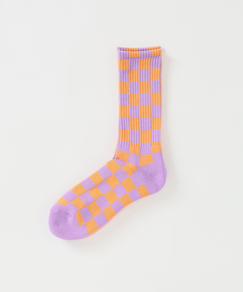 JOURNAL STANDARD relume（ジャーナルスタンダード　レリューム）の「チェッカーフラッグ ソックス（ソックス/靴下・メンズ・イエロー/パープル/ブラックミックス/サックスブルー/ブラック/ライトグレー・FREE）」の5枚目の写真