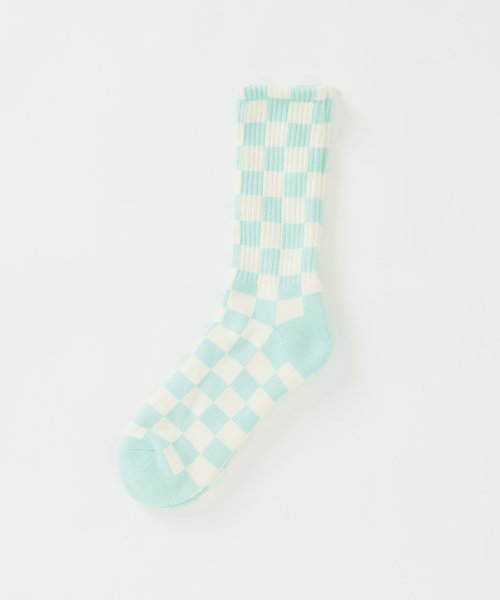 JOURNAL STANDARD relume（ジャーナルスタンダード　レリューム）の「チェッカーフラッグ ソックス（ソックス/靴下・メンズ・イエロー/パープル/ブラックミックス/サックスブルー/ブラック/ライトグレー・FREE）」の4枚目の写真