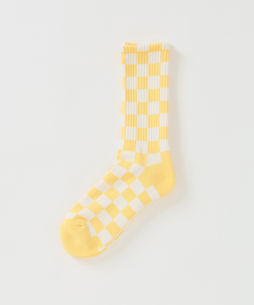 JOURNAL STANDARD relume（ジャーナルスタンダード　レリューム）の「チェッカーフラッグ ソックス（ソックス/靴下・メンズ・イエロー/パープル/ブラックミックス/サックスブルー/ブラック/ライトグレー・FREE）」の6枚目の写真