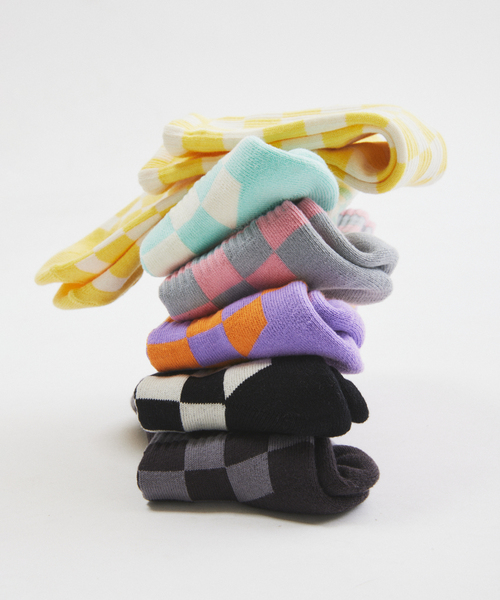 JOURNAL STANDARD relume（ジャーナルスタンダード　レリューム）の「チェッカーフラッグ ソックス（ソックス/靴下・メンズ・イエロー/パープル/ブラックミックス/サックスブルー/ブラック/ライトグレー・FREE）」の8枚目の写真