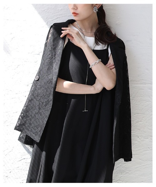 Sawa a la mode(サワアラモード)の「花柄クロシェレーステーラードジャケット(テーラードジャケット・レディース・アイボリー/ブラック・FREE)」の17枚目の写真