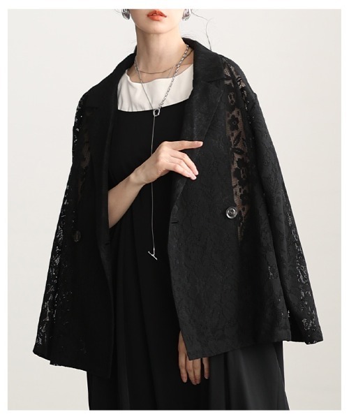 Sawa a la mode(サワアラモード)の「花柄クロシェレーステーラードジャケット(テーラードジャケット・レディース・アイボリー/ブラック・FREE)」の22枚目の写真