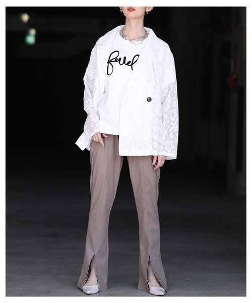 Sawa a la mode(サワアラモード)の「花柄クロシェレーステーラードジャケット(テーラードジャケット・レディース・アイボリー/ブラック・FREE)」の5枚目の写真