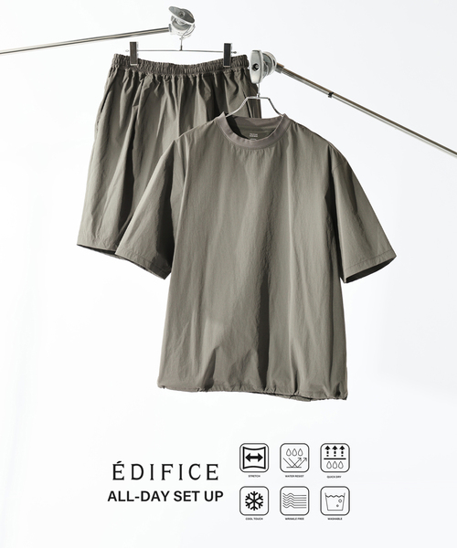 EDIFICE(エディフィス)の「【EDIFICE ALL-DAY SETUPシリーズ】2点セット プルオーバー Tシャツ&ショーツ(シャツ/ブラウス・メンズ・ネイビー/ブラック/カーキ・SMALL/MEDIUM/LARGE)」の2枚目の写真