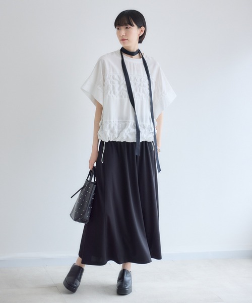 Paradise Picnic(パラダイスピクニック)の「オーガンジーチェック柄切替ブラウス(シャツ/ブラウス・レディース・ホワイト/カーキ/ブラック・FREE)」の9枚目の写真