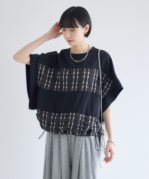 Paradise Picnic(パラダイスピクニック)の「オーガンジーチェック柄切替ブラウス(シャツ/ブラウス・レディース・ホワイト/カーキ/ブラック・FREE)」の11枚目の写真