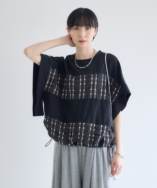 Paradise Picnic(パラダイスピクニック)の「オーガンジーチェック柄切替ブラウス(シャツ/ブラウス・レディース・ホワイト/カーキ/ブラック・FREE)」の12枚目の写真