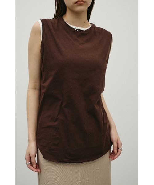 STYLEMIXER（スタイルミキサー）の「シアーバックシームタンク（タンクトップ・レディース・ブラック/ホワイト/ブラウン/パープル・FREE）」の4枚目の写真