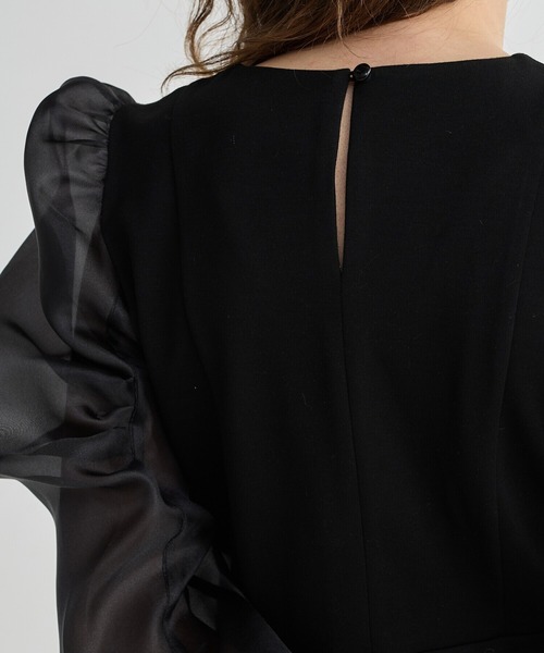 BIRTHDAY BASH（バースデイバッシュ）の「ORGANDY DOCKING TUNIC TOPS（ドッキングチュニックトップス）（シャツ/ブラウス・レディース・ブラック/ホワイト・FREE）」の6枚目の写真