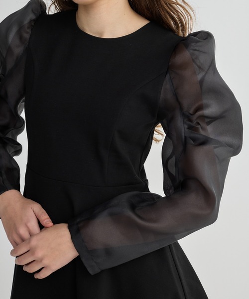 BIRTHDAY BASH（バースデイバッシュ）の「ORGANDY DOCKING TUNIC TOPS（ドッキングチュニックトップス）（シャツ/ブラウス・レディース・ブラック/ホワイト・FREE）」の13枚目の写真
