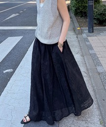 LBC | パッチワーク風レースギャザーロングスカート(スカート)